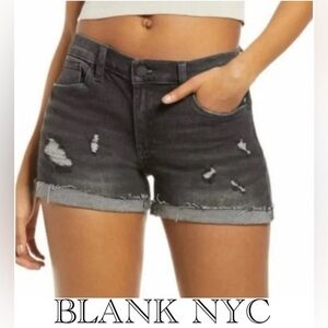 🔥NWT🔥 Blank NYC The Fulton Distressed Black Denim Roll Up Shorts W31